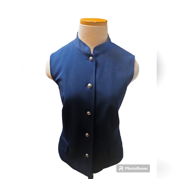 Worn once ! Talbots navy button-down down vest - Picture 1 of 4